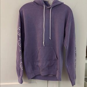 Purple Smiley Hoodie with White Drawstrings